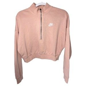 Nike women’s size medium light pink crop top quarter zip long sleeve sweater